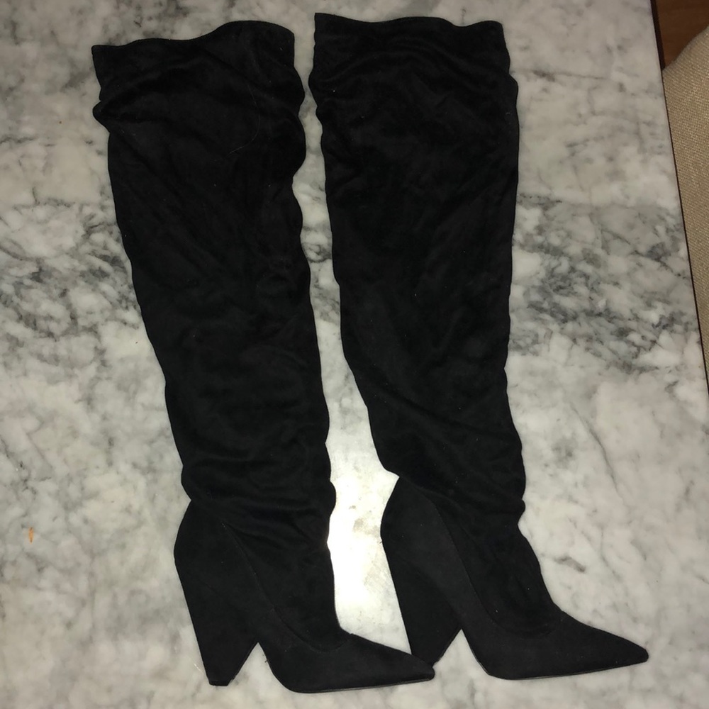 Slouchy thigh high boots
